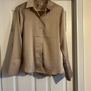 Anne Klein Light Brown Casual Button Down Shirt